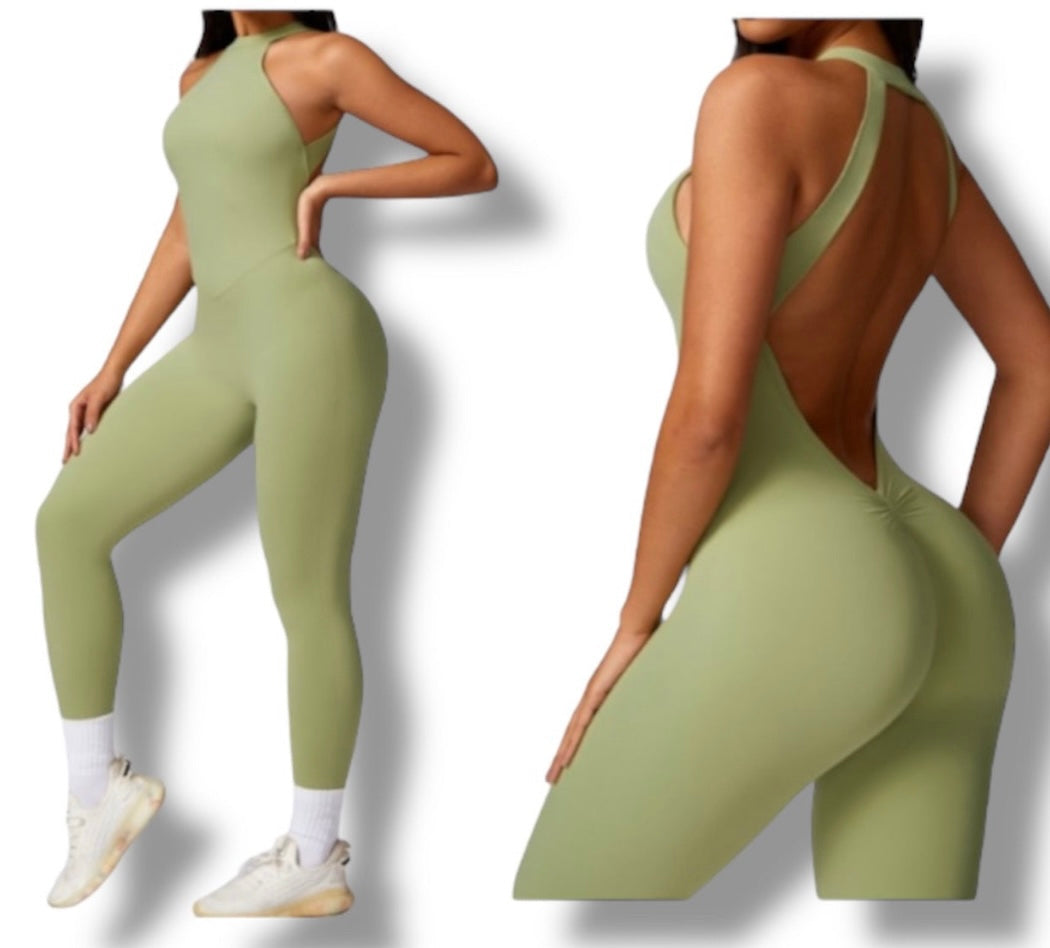 Green Jumpsuit backless