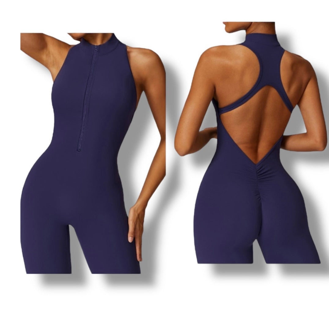 Blue jumpsuit zipper